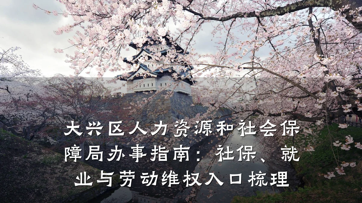 大兴区人力资源和社会保障局办事指南:社保、就业与劳动维权入口梳理