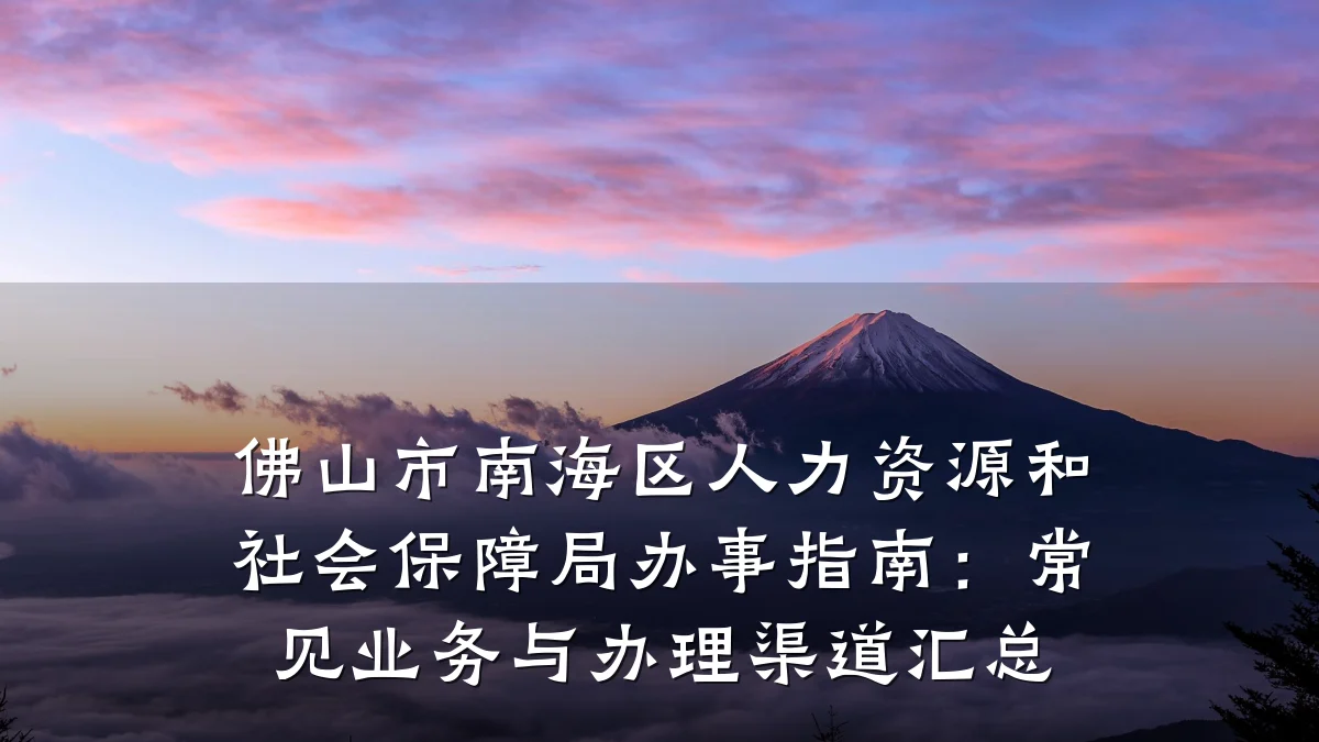 佛山市南海区人力资源和社会保障局办事指南：常见业务与办理渠道汇总