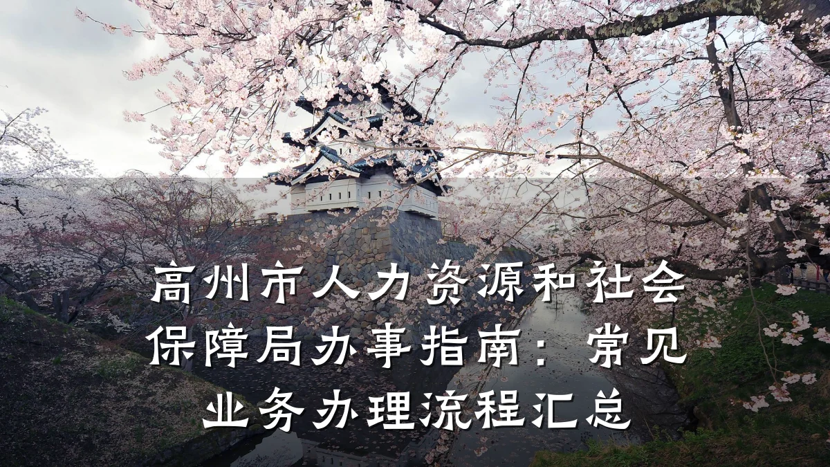 高州市人力资源和社会保障局办事指南:常见业务办理流程汇总