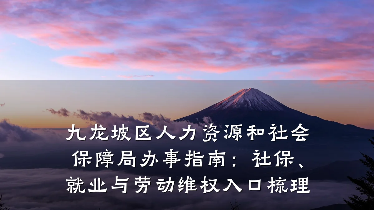 九龙坡区人力资源和社会保障局办事指南:社保、就业与劳动维权入口梳理