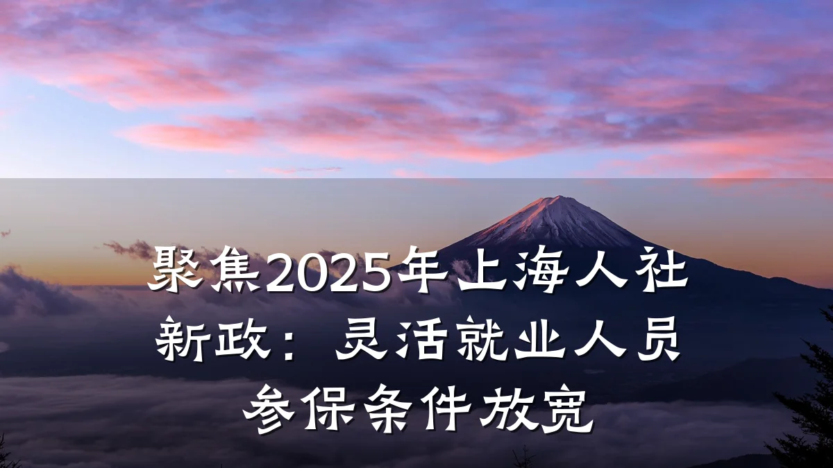 聚焦2025年上海人社新政：灵活就业人员参保条件放宽