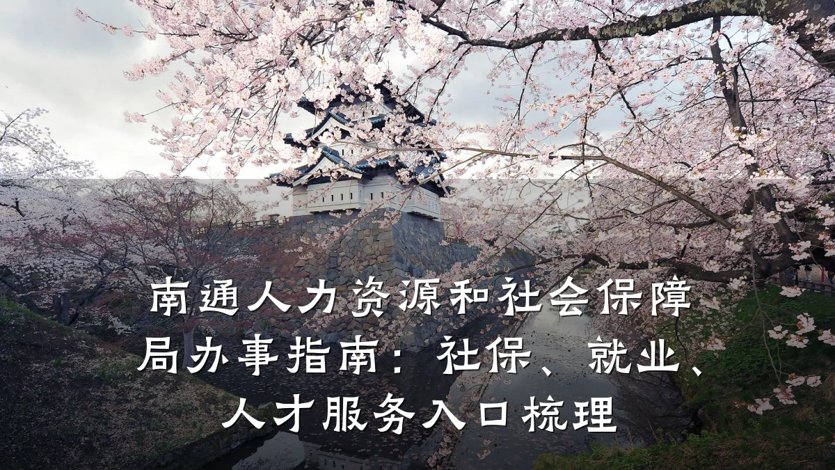 南通人力资源和社会保障局办事指南：社保、就业、人才服务入口梳理