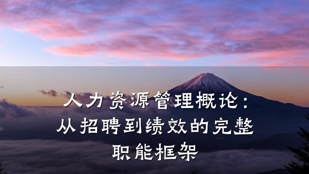 人力资源管理概论:从招聘到绩效的完整职能框架