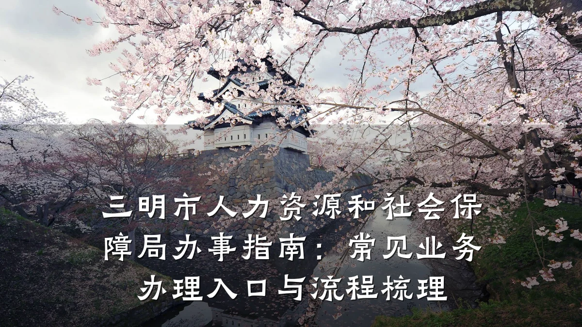 三明市人力资源和社会保障局办事指南：常见业务办理入口与流程梳理