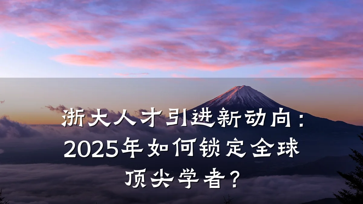 浙大人才引进新动向：2025年如何锁定全球顶尖学者？